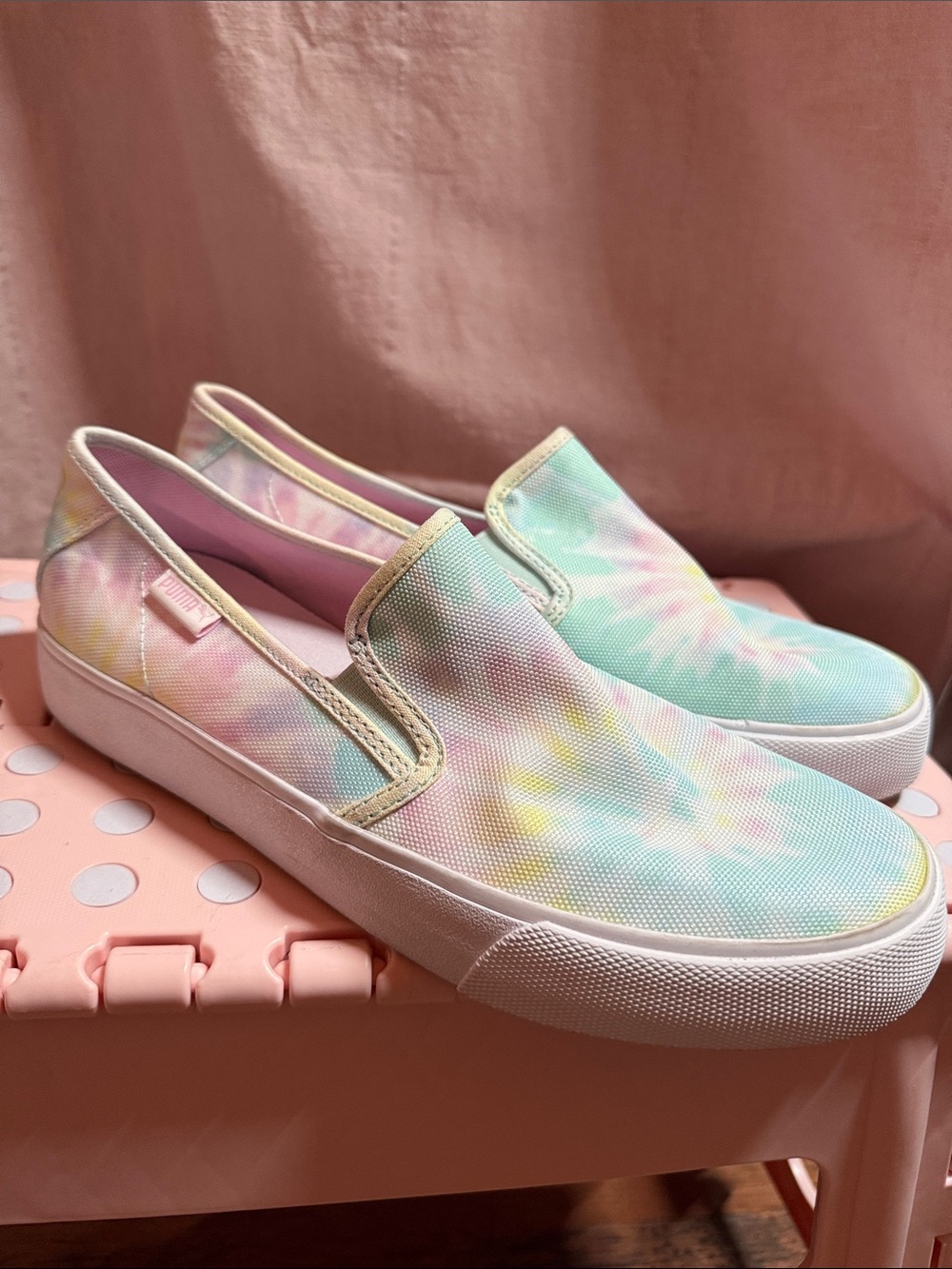 Puma Pastel Tie-Dye Slip-On Canvas Sneakers - Women 9.5